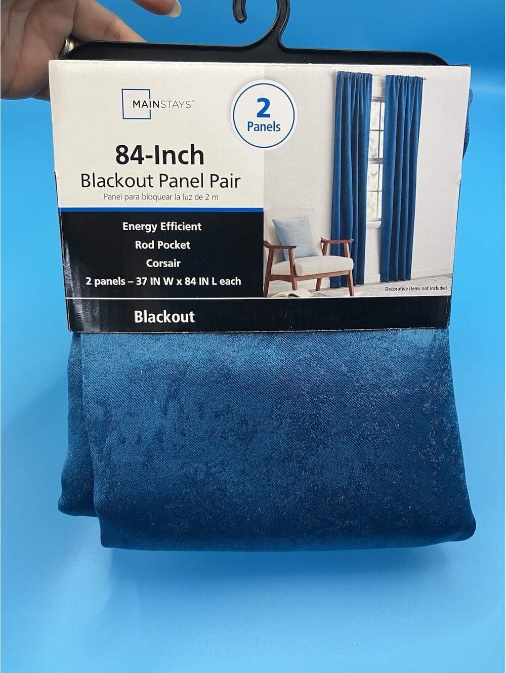 Mainstays 84-Inch Blackout Curtain Panel Pair, 2 Panels, Size 84"x30" New Teal